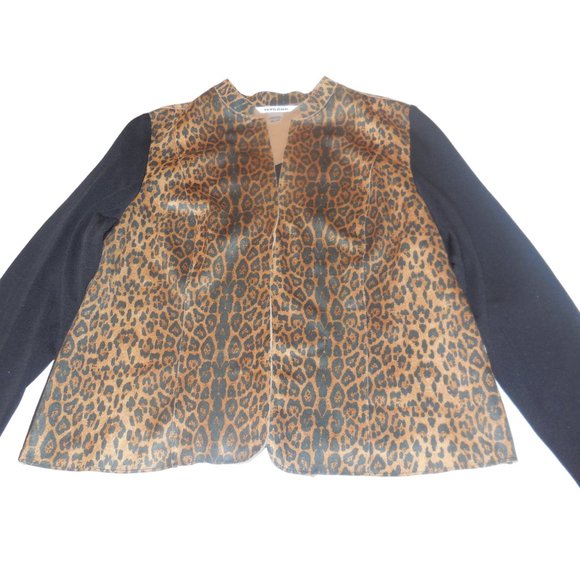 Jacket XL animal print long sleeve open front cardigan sweater black brown - Picture 6 of 14